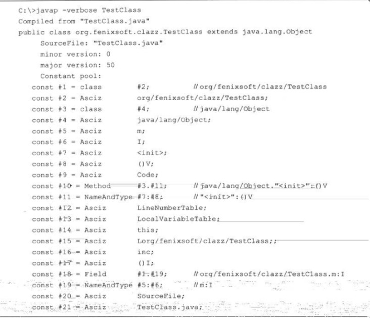 javap输出的字节码内容